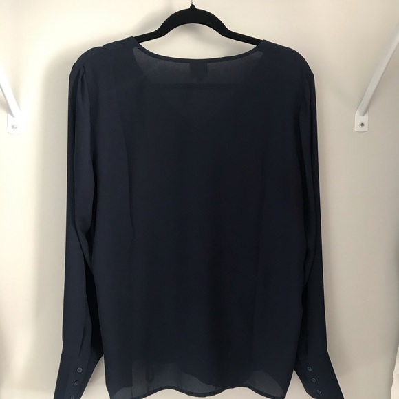 Pleione faux wrap navy long sleeve blouse.  Worn once - Picture 4 of 5